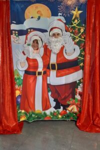 mr and mrs santa claus backdrop hire