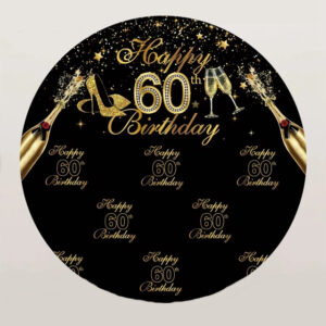 round happy 60th birthday backdrop hire